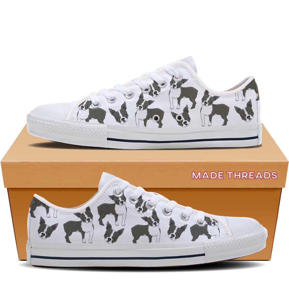 Boston Terrier Adult & Kids Custom Converse Shoes