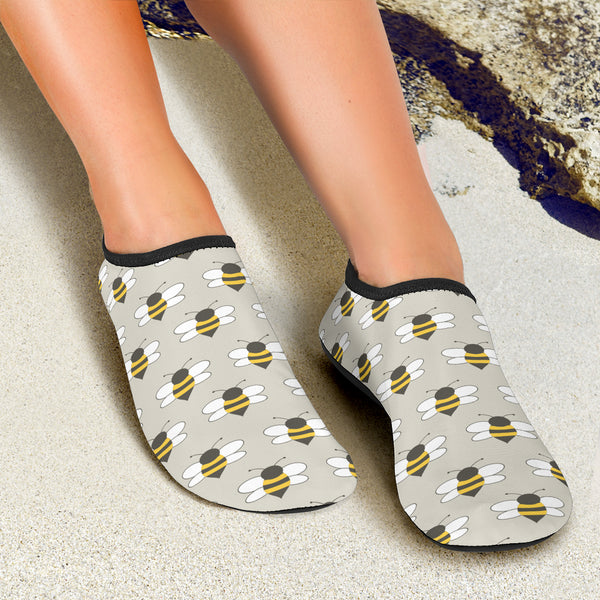 Grey back Cute Bumble Bees Aqua Shoes